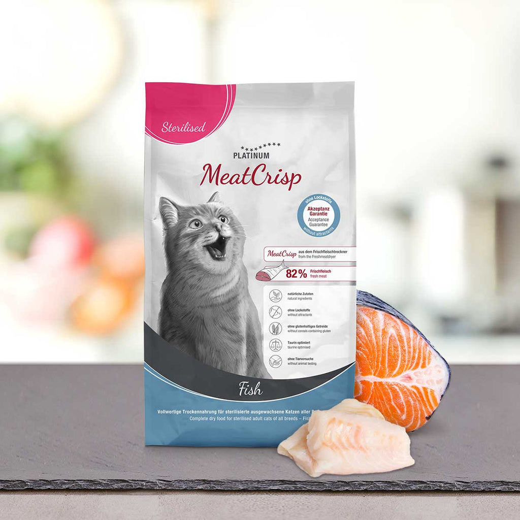 PLATINUM MEATCRISP STERILISED FISH ΑΠΟΞΗΡΑΜΕΝΗ ΞΗΡΑ ΤΡΟΦΗ ΜΕ 83% ΦΡΕΣΚΟ ΨΑΡΙ 1.5KG