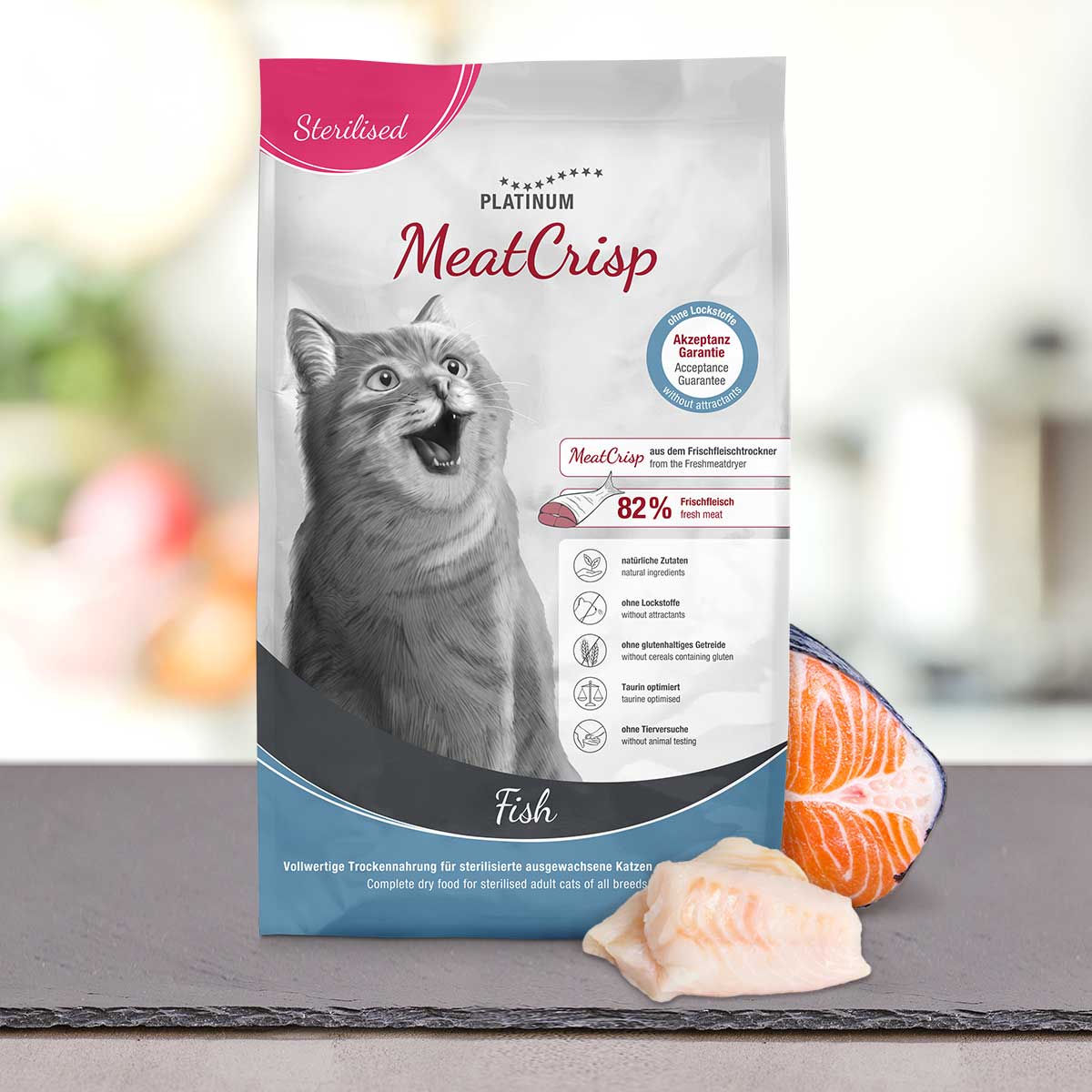 PLATINUM MEATCRISP STERILISED FISH ΑΠΟΞΗΡΑΜΕΝΗ ΞΗΡΑ ΤΡΟΦΗ ΜΕ 83% ΦΡΕΣΚΟ ΨΑΡΙ 3KG