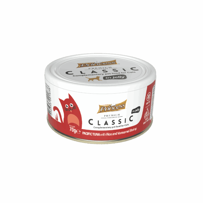 PRINCESS CLASSIC – PACIFIC TUNA WITH RICE & VANNAMEI SHRIMP IN JELLY 70GR
