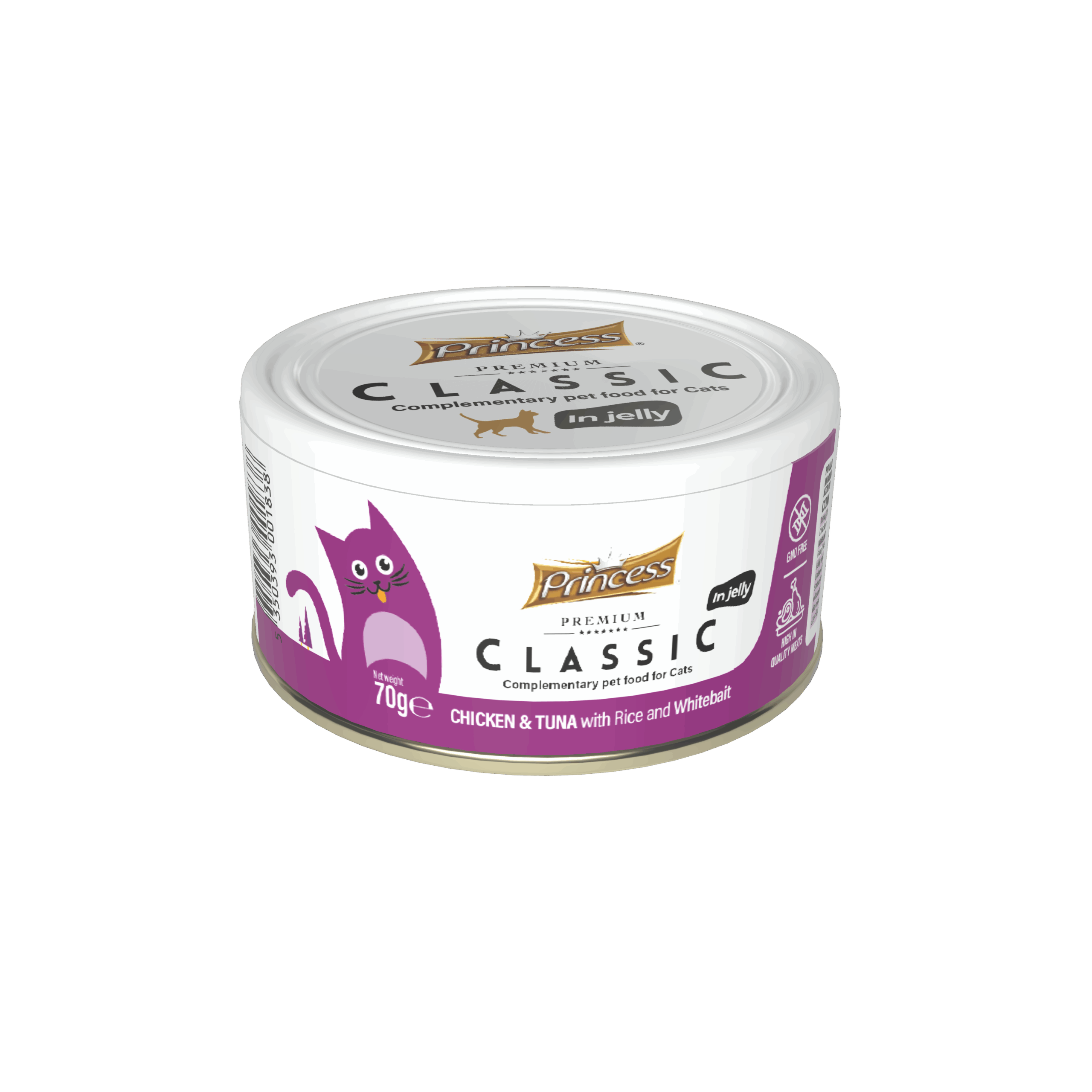 PRINCESS CLASSIC – CHICKEN & TUNA WITH RICE & WHITE BAIT 70GR