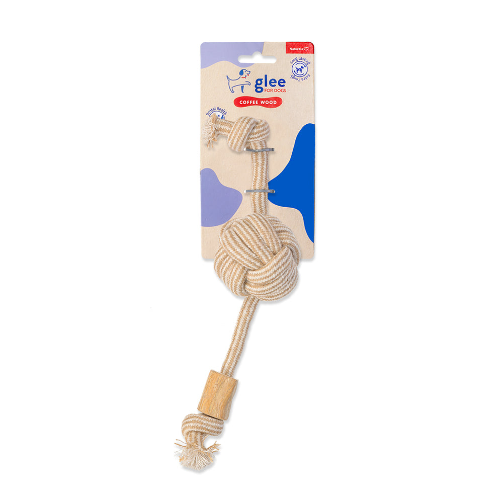 91168 GLEE ΠΑΙΧΝΙΔΙ ΣΚΥΛΟΥ FIST BALL WITH COFFEE WOOD 40CM