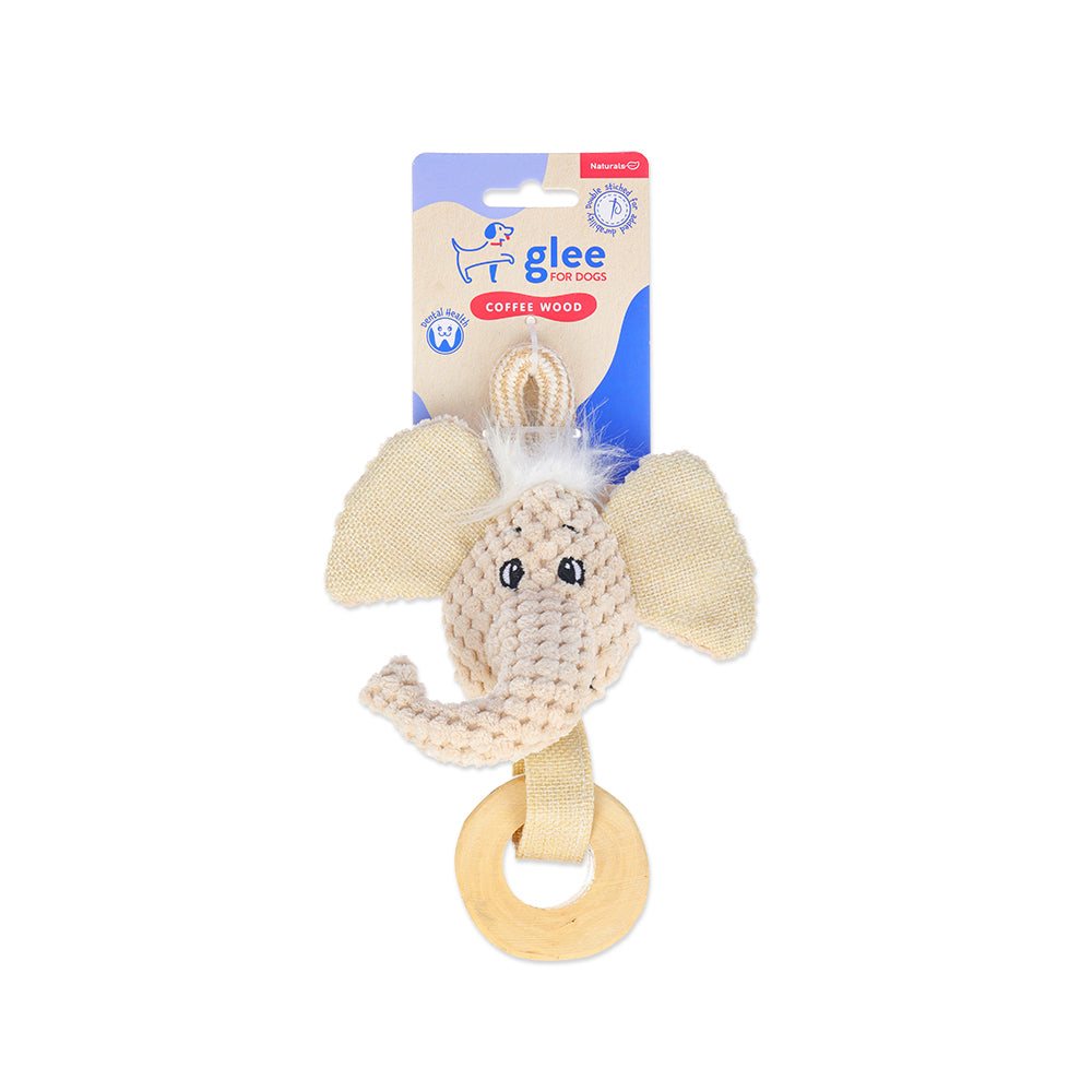 91178 GLEE ΠΑΙΧΝΙΔΙ ΣΚΥΛΟΥ PUPPY ELEPHANT WITH COFFEE WOOD RING 15CM