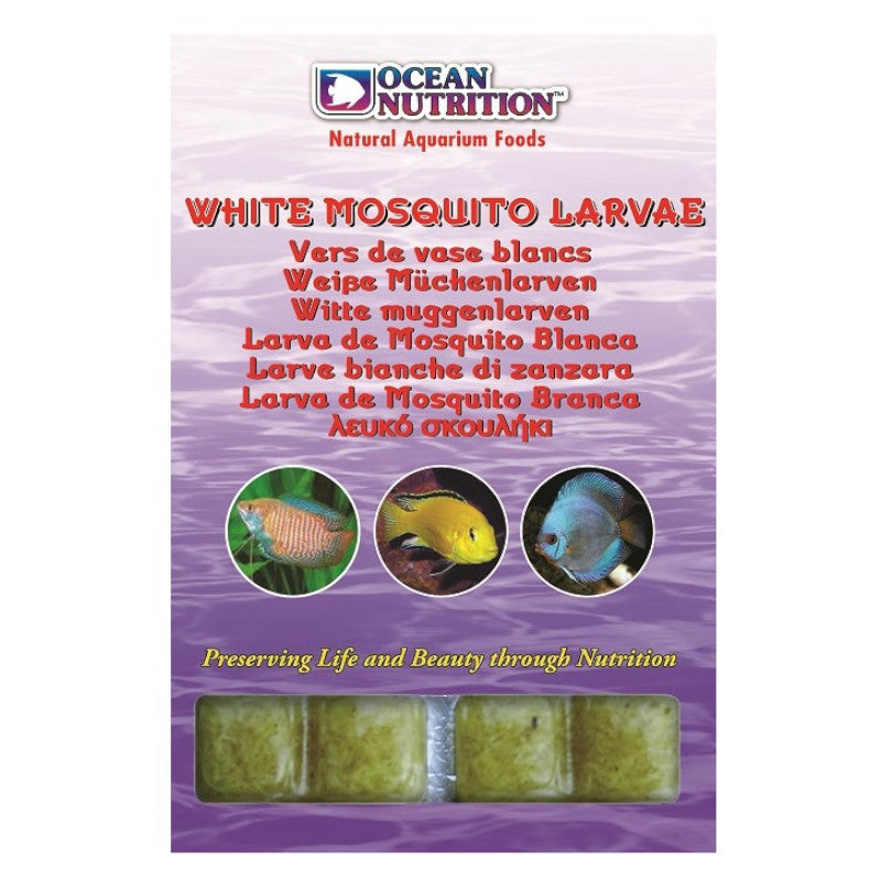 OCEAN NUTRITION WHITE MOSQUITO LARVAE (GLASSWORMS) CUBE TRAY 100G FROZEN