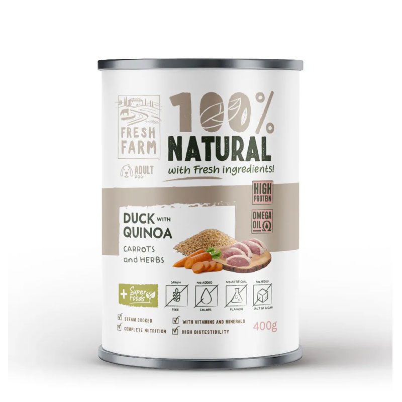 FRESH FARM 100% ΥΓΡΗ ΤΡΟΦΗ ΣΚΥΛΟΥ ΜΕ ΠΑΠΙΑ & ΚΙΝΟΑ 400G