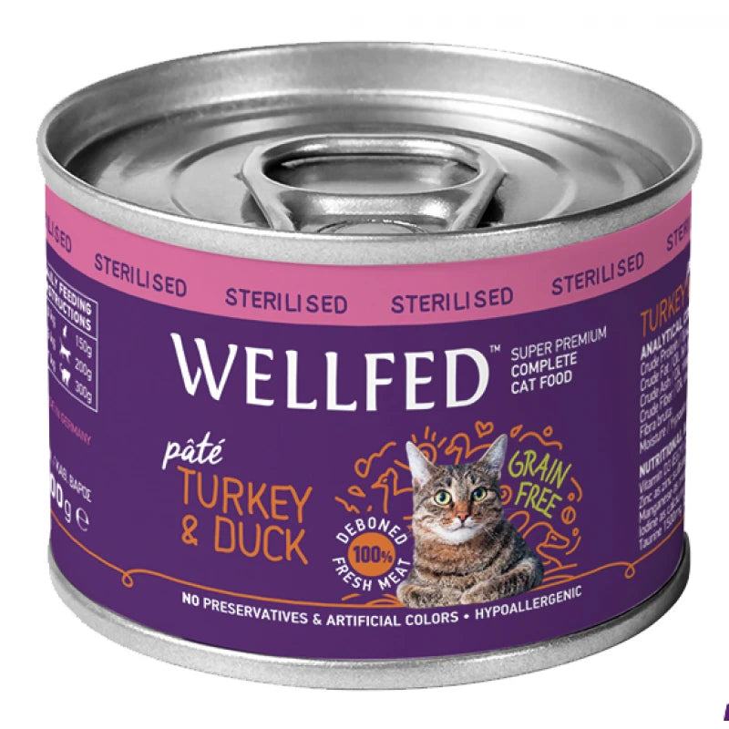WELLFED ΚΟΝΣΕΡΒΑ ΓΑΤΑΣ ADULT STERILISED ΓΑΛΟΠΟΥΛΑ & ΠΑΠΙΑ 200G