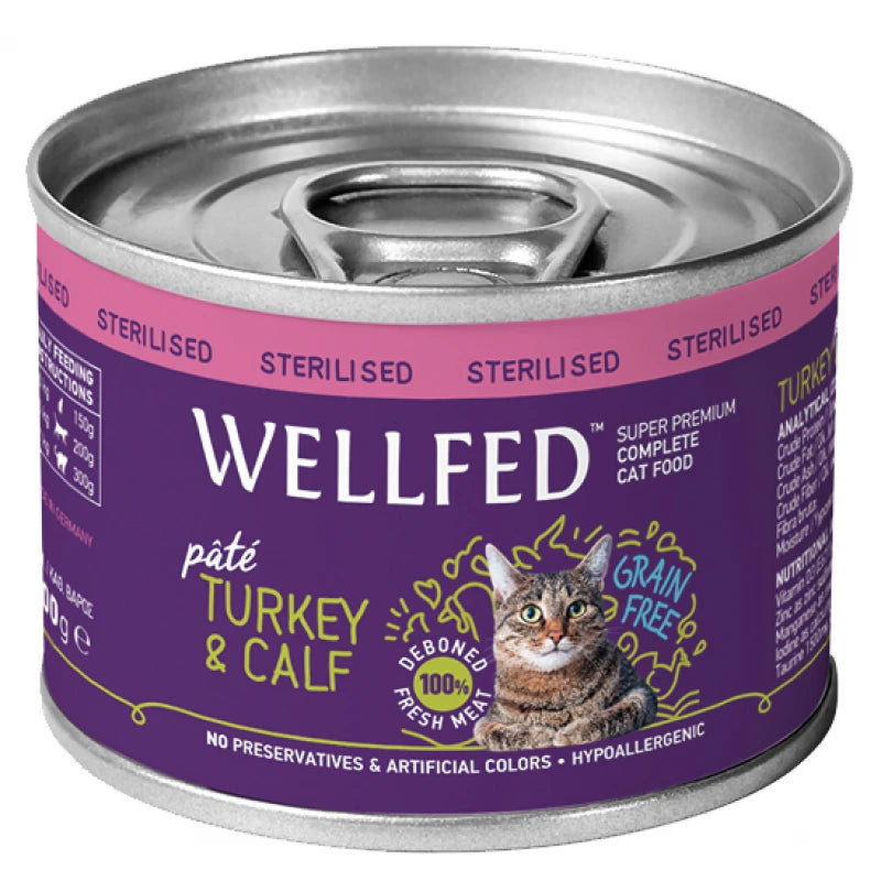 WELLFED ΚΟΝΣΕΡΒΑ ΓΑΤΑΣ ADULT STERILISED ΓΑΛΟΠΟΥΛΑ & ΜΟΣΧΑΡΑΚΙ 200G