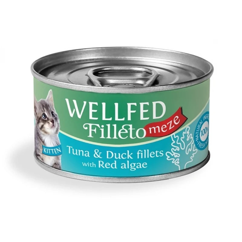 WELLFED ΚΟΝΣΕΡΒΑ ΓΑΤΑΣ FILLETO MEZE KITTEN ΜΕ ΤΟΝΟ & ΠΑΠΙΑ 70GR