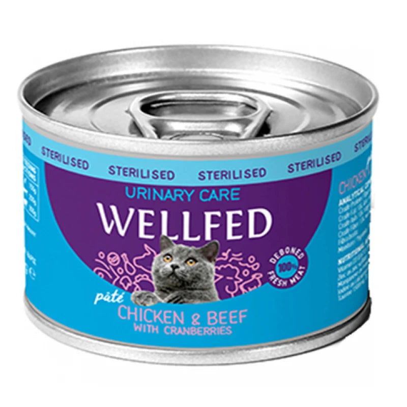WELLFED ΚΟΝΣΕΡΒΑ ΓΑΤΑΣ URINARY ΜΕ ΚΟΤΟΠΟΥΛΟ & ΜΟΣΧΑΡΙ 200GR