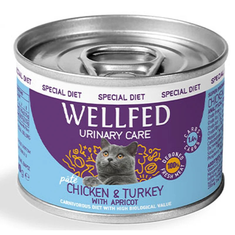 WELLFED ΚΟΝΣΕΡΒΑ ΓΑΤΑΣ URINARY ΜΕ ΓΑΛΟΠΟΥΛΑ & ΒΕΡΙΚΟΚΟ 200GR