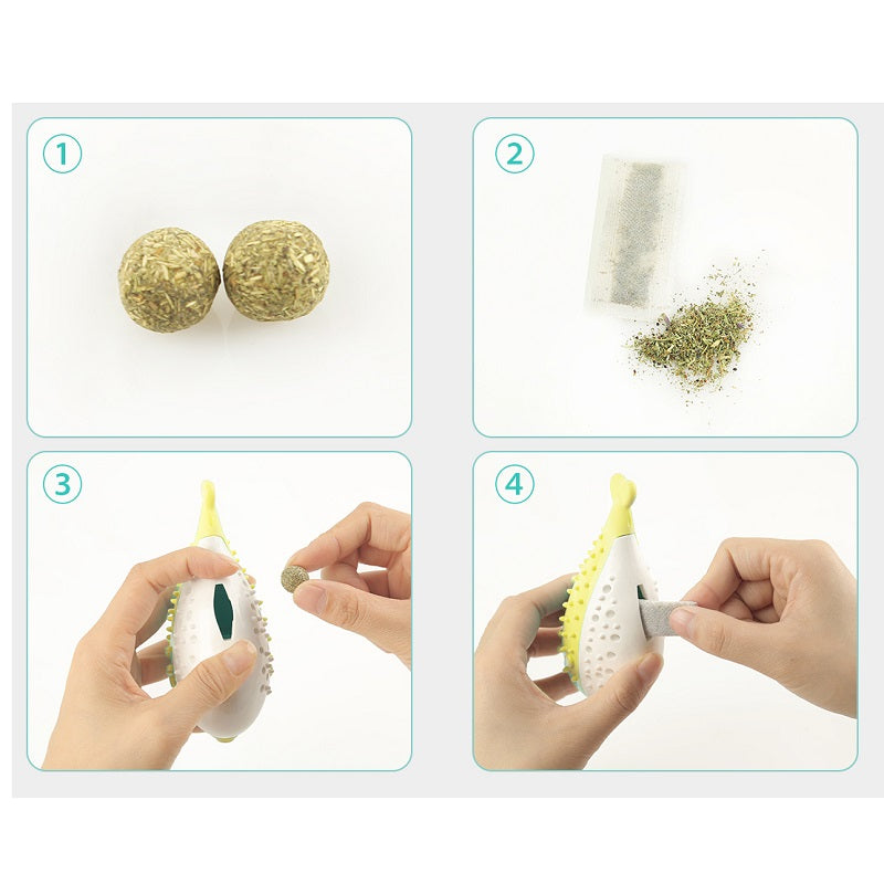 PUFFERFISH CAT TOOTH BRUSH YELLOW 120X50X60MM