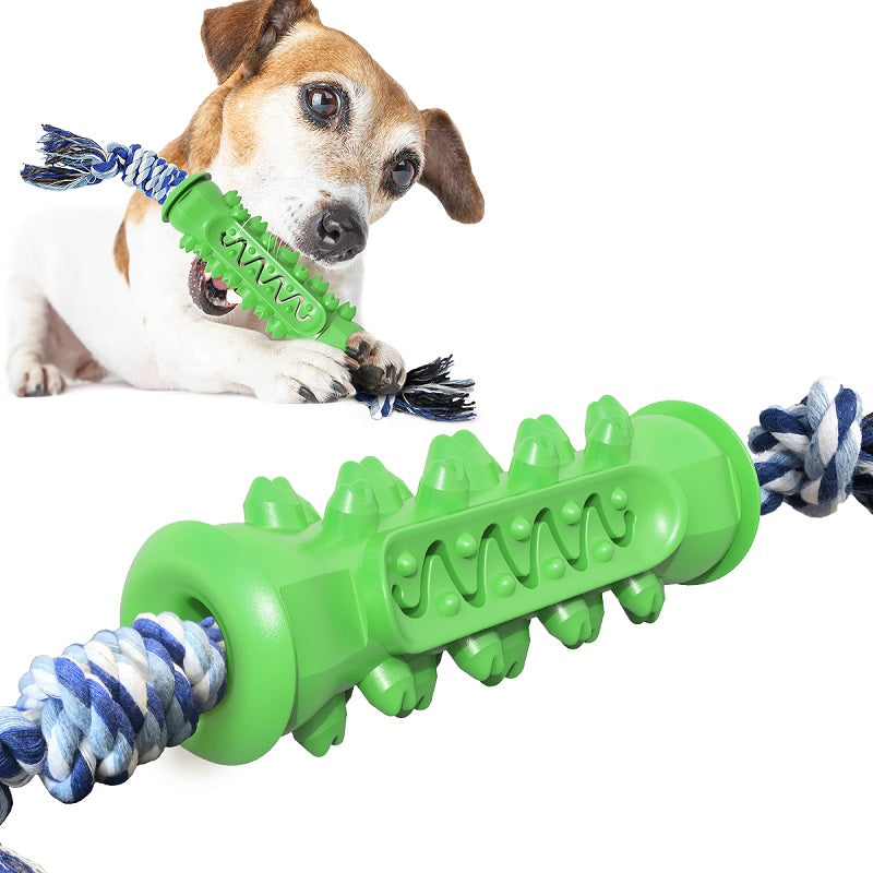 SOFT JAGGED PET TOOTH TOY W ROPE GREEN 420X50ΜΜ
