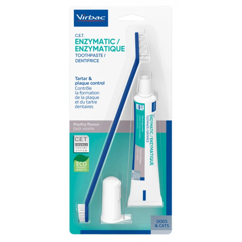 VIRBAC C.E.T. ENZYMATIC TOOTHPASTE 70G KIT ΣΕΤ ΟΔΟΝΤΟΚΡΕΜΑΣ ΚΑΙ ΒΟΥΡΤΣΑ ΓΙΑ ΣΚΥΛΟΥΣ ΚΑΙ ΓΑΤΕΣ
