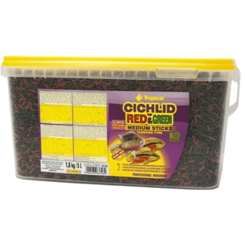 TROPICAL CICHLID RED & GREEN MEDIUM STICKS 5L/1.8KG