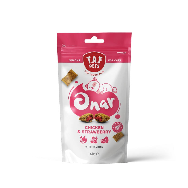 TAF PETS-ONAR CAT SNACKS CHICKEN & STRAWBERRY 60G