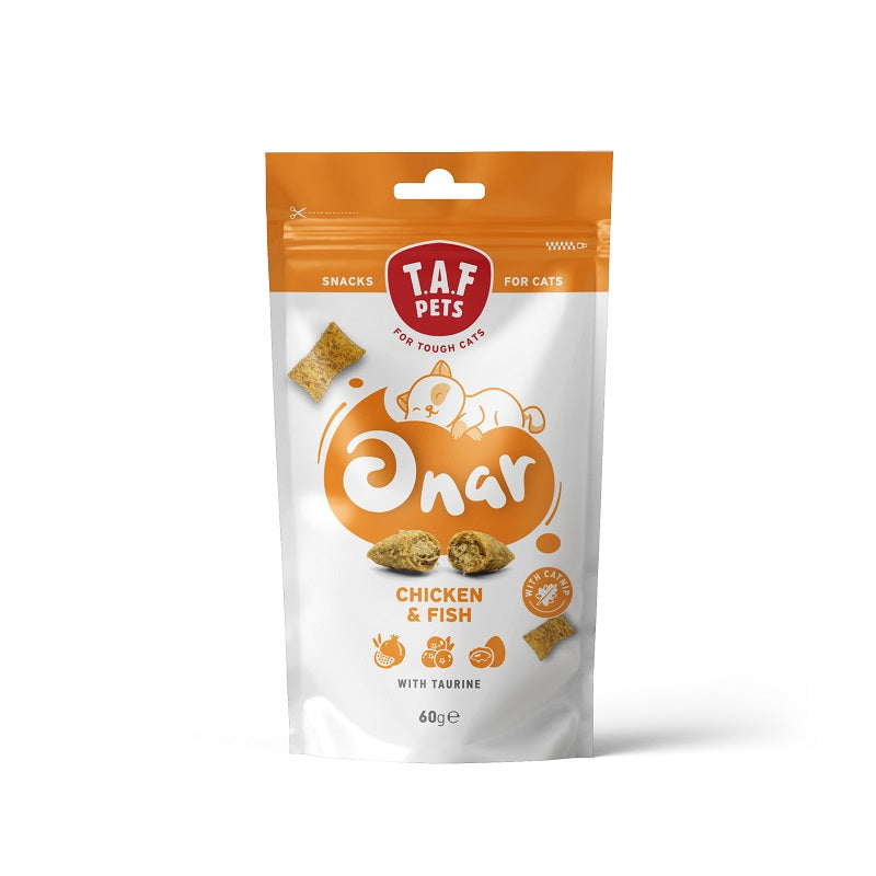 TAF PETS-ONAR CAT SNACKS CHICKEN & FISH 60G