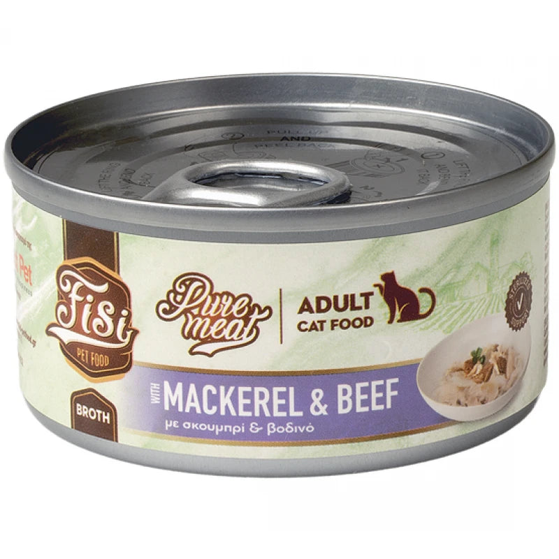 FISI PURE MEAT CAT ADULT ΣΚΟΥΜΠΡΙ & ΜΟΣΧΑΡΙ 80GR