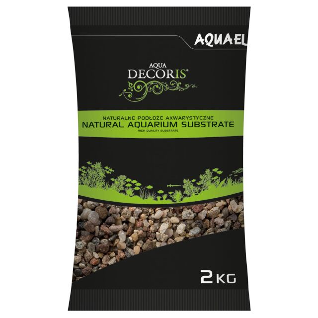 AQUAEL NATURAL MULTICOLORED GRAVEL 3 - 5 MM 2KG