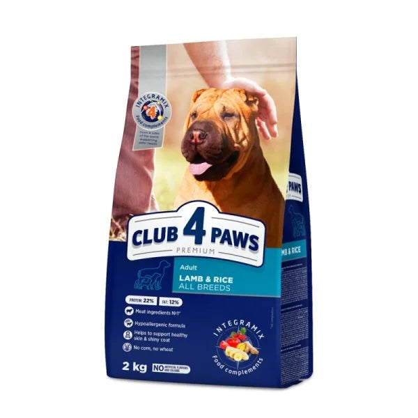 CLUB4PAWS ADULT ALL BREEDS ΑΡΝΙ & ΡΥΖΙ 14KG