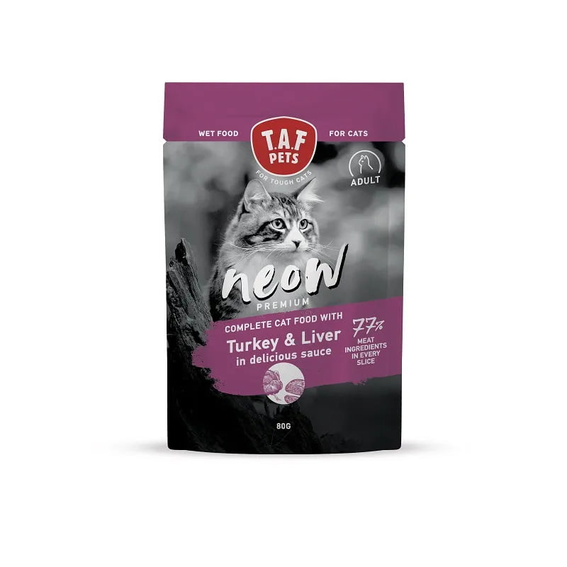 TAF NEOW ADULT CAT PREMIUM WET FOOD TURKEY & LIVER ΜΕ ΓΑΛΟΠΟΥΛΑ & ΣΥΚΩΤΙ 80GR