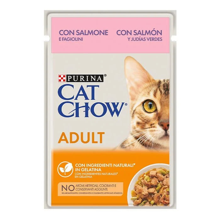 CAT CHOW ADULT ΣΟΛΟΜΟ&ΠΡΑΣΙΝΑ ΦΑΣΟΛΑΚΙΑ ΣΕ ΖΕΛΕ 85G
