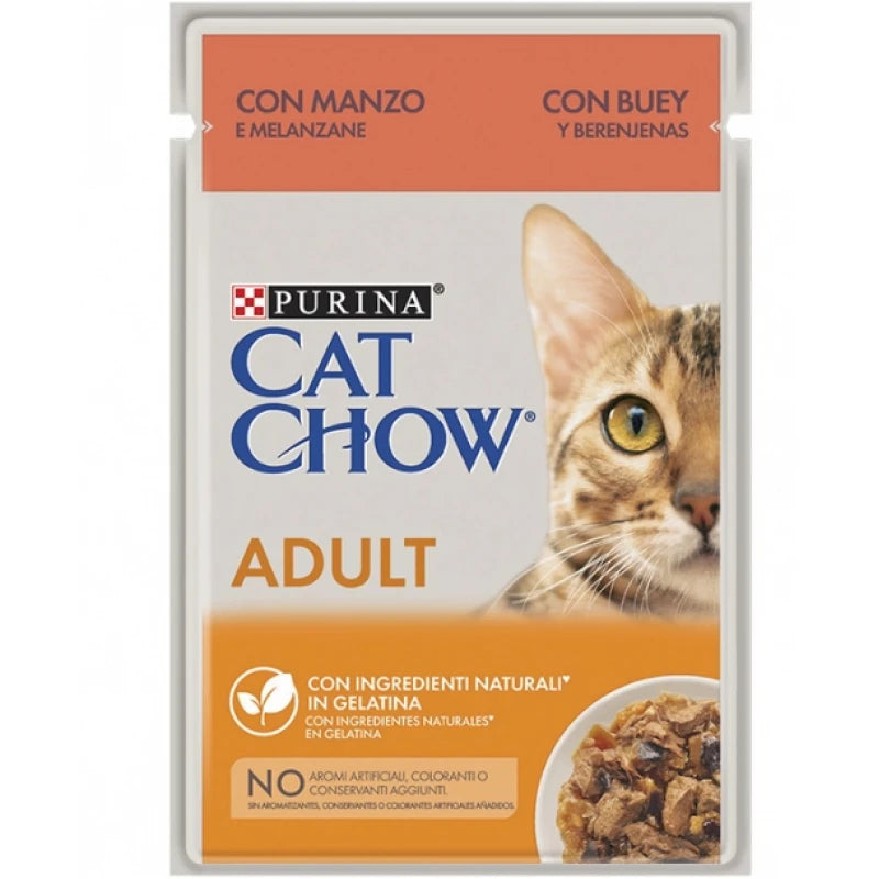 CAT CHOW ADULT BΟΔΙΝΟ&ΜΕΛΙΤΖΑΝΕΣ ΣΕ ΖΕΛΕ 85G