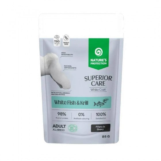 NATURE'S PROTECTION POUCH WHITE DOG WHITE FISH & KRILL 85GR