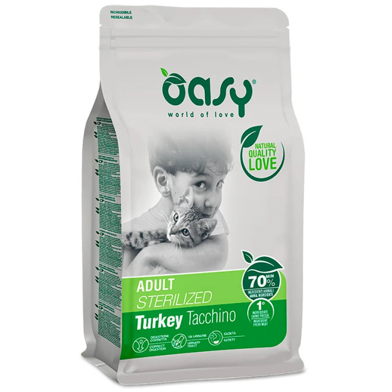 OASY CAT LIFESTAGE STERILISED ADULT ΓΑΛΟΠΟΥΛΑ 1.5KG ΜΕ ΔΩΡΟ 1ΤΜΧ DELICATESSE ΠΑΤΕ 85G