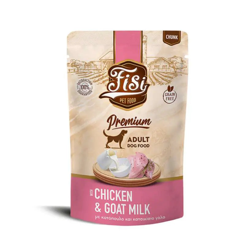 FISI ADULT DOG ΜΕ ΚΟΤΟΠΟΥΛΟ & ΚΑΤΣΙΚΙΣΙΟ ΓΑΛΑ ΣΕ ΣΑΛΤΣΑ POUCH 130GR