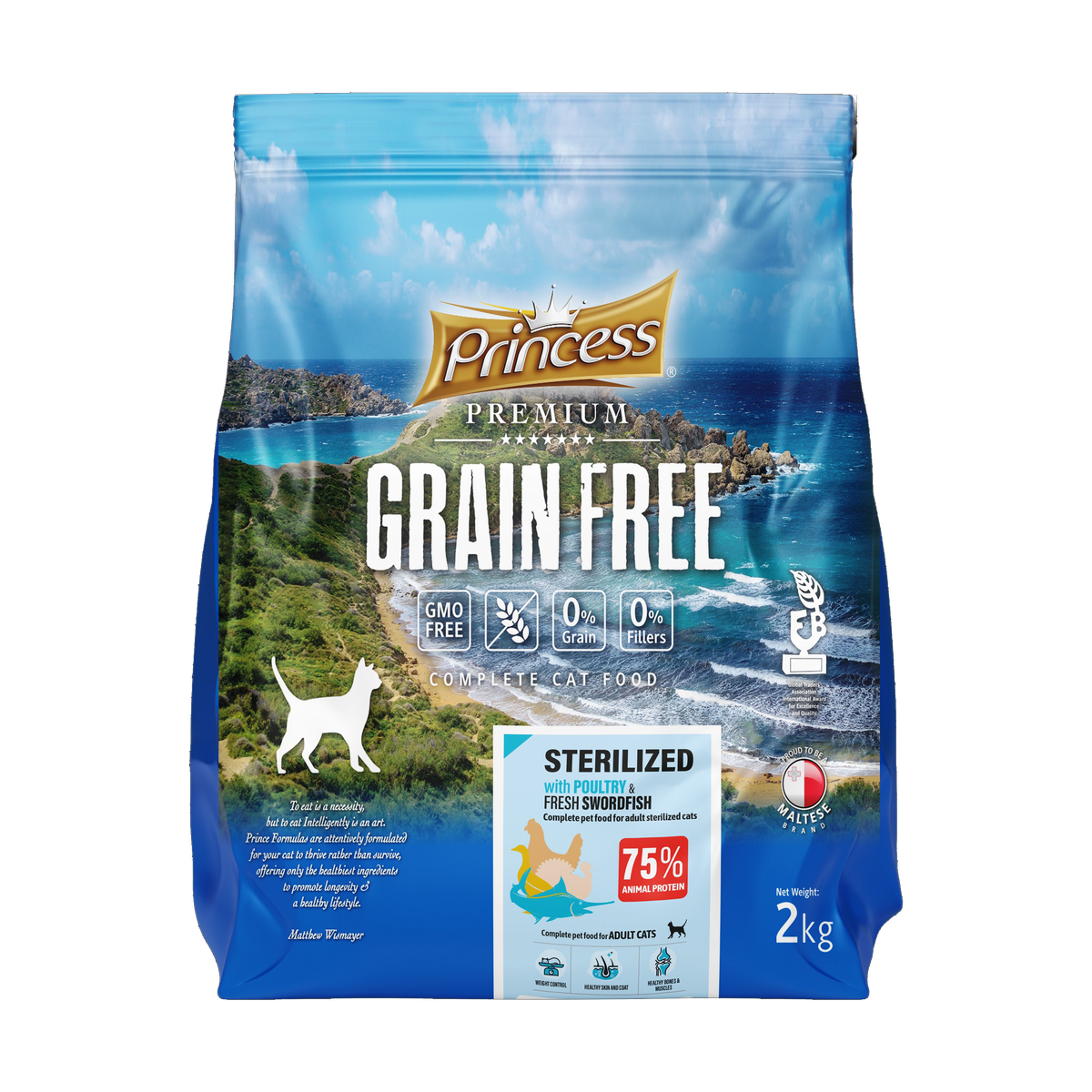 PRINCESS ΓΑΤΑΣ HYPOALLERGENIC STERILISED GRAIN FREE 2KG + ΔΩΡΟ FELIN FRESH & CLEAN GREEN APPLE 5L