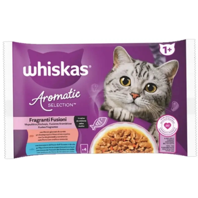 WHISKAS AROMATIC SELECTIONS ΠΟΛΥΣΥΣΚΕΥΑΣΙΑ ΕΠΙΛΟΓΕΣ ΣΕ ΣΑΛΤΣΑ 4X85G