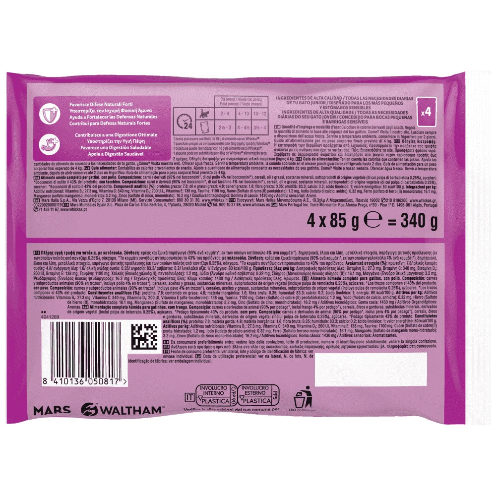 WHISKAS ΠΟΛΥΣΥΣΚΕΥΑΣΙΑ CORE KITTEN ΠΟΥΛΕΡΙΚΑ ΣΕ ΖΕΛΕ 4X85G