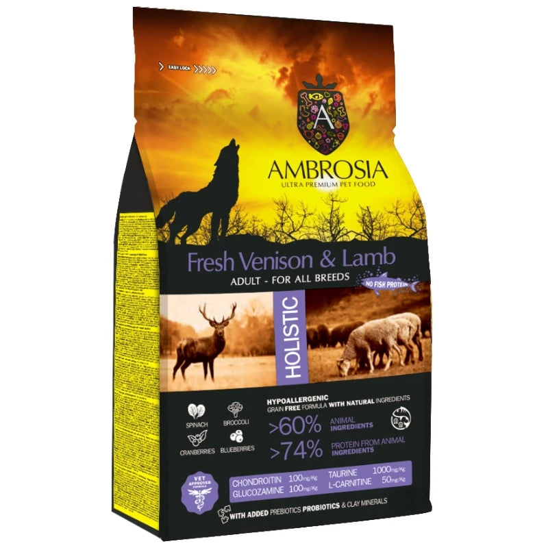 AMBROSIA GRAIN FREE ADULT FRESH VENISON & LAMB 12KG