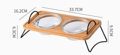 ΓΥΑΛΙΝΟ ΔΙΠΛΟ ΜΠΟΛ ΣΚΥΛΟΥ ΜΕ ΞΥΛΙΝΗ ΒΑΣΗ 400ML