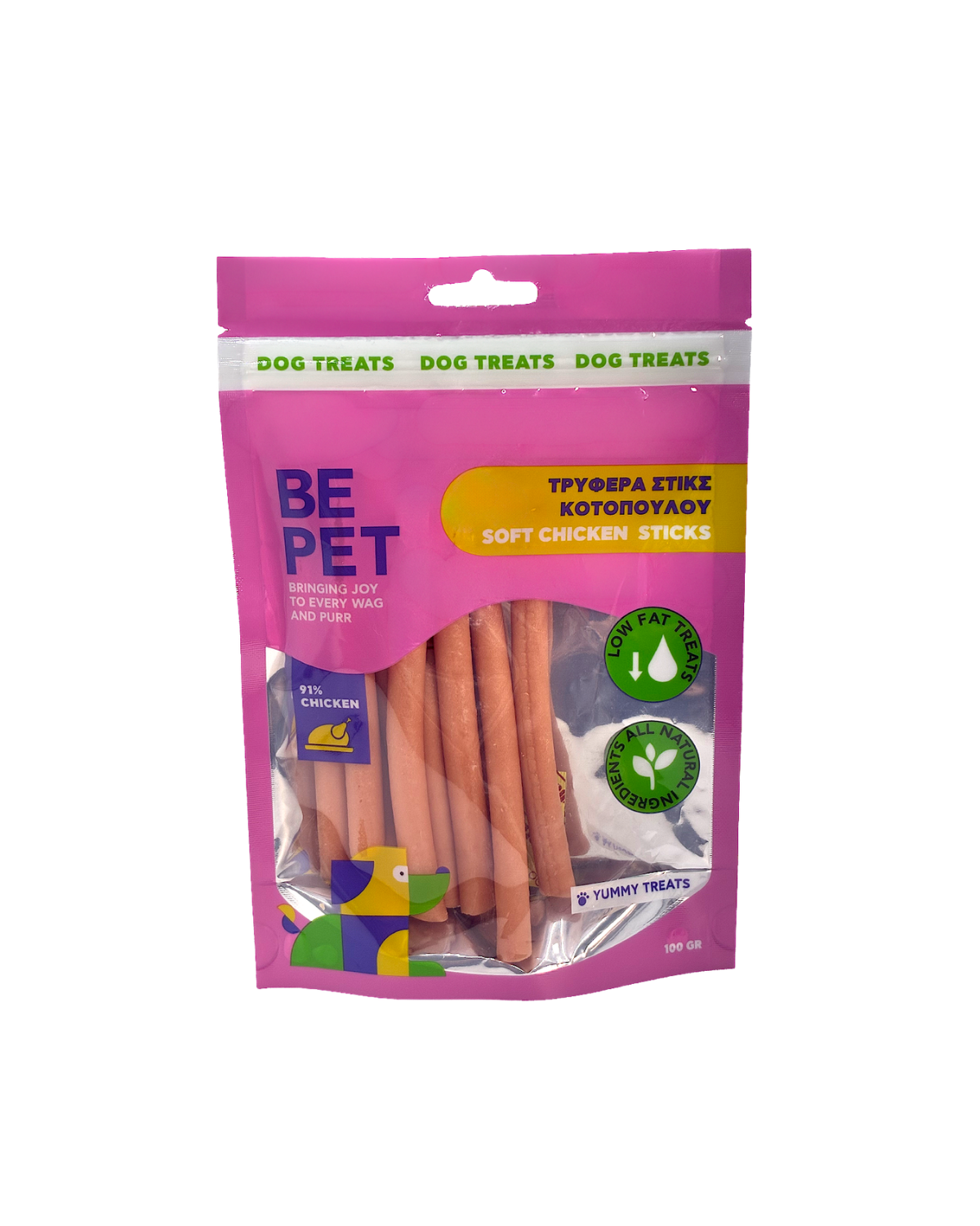 BE PET ΛΙΧΟΥΔΙΑ ΣΚΥΛΟΥ SOFT CHICKEN STICKS 100G