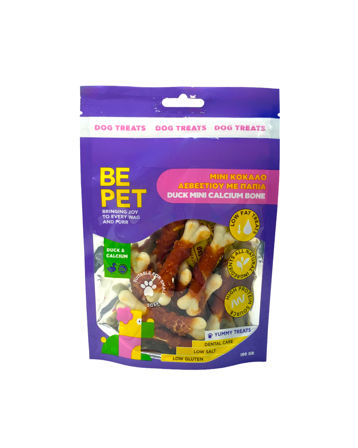 BE PET ΛΙΧΟΥΔΙΑ ΣΚΥΛΟΥ DUCK MINI CALCIUM BONE 100G