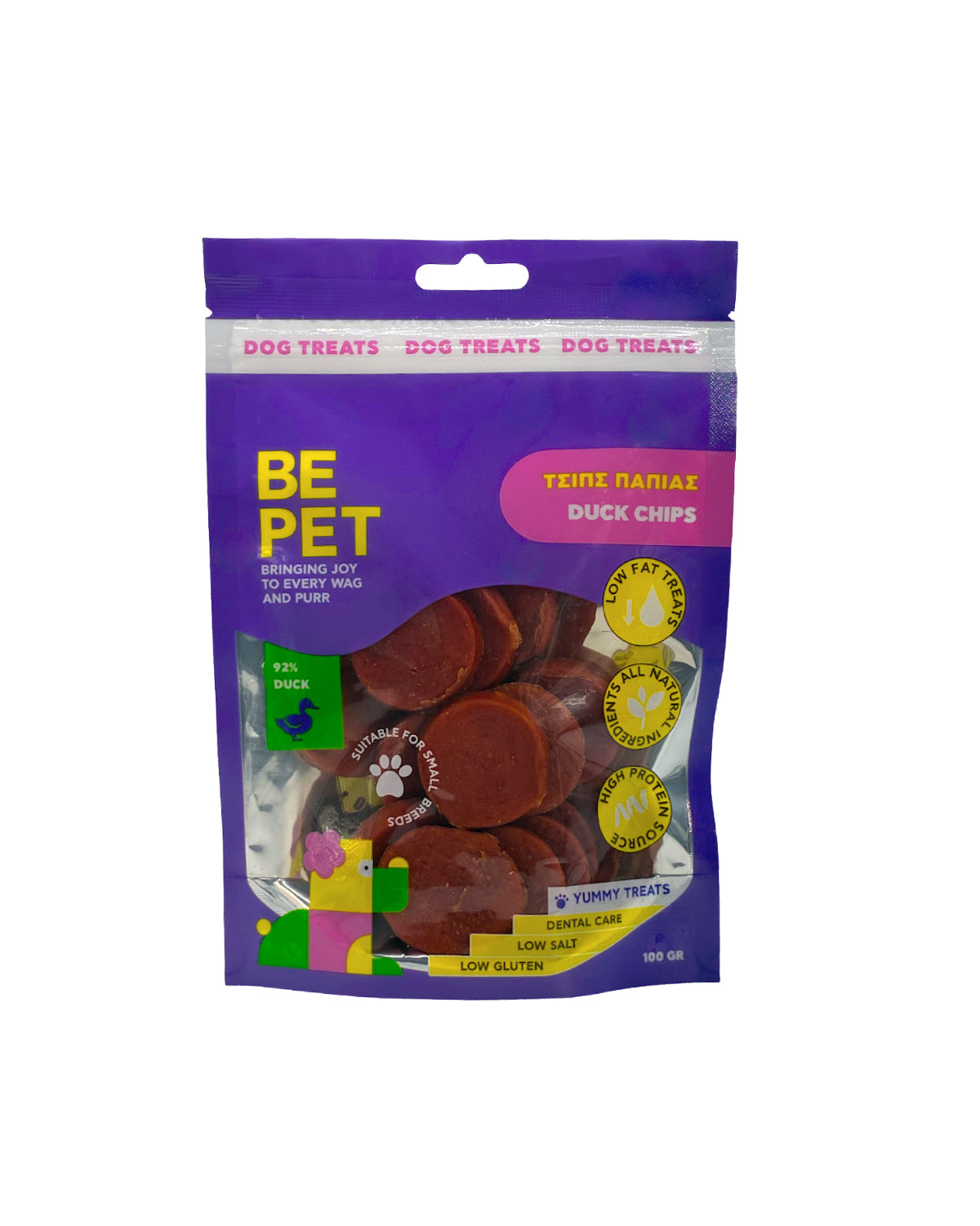 BE PET ΛΙΧΟΥΔΙΑ ΣΚΥΛΟΥ DUCK CHIPS 100G