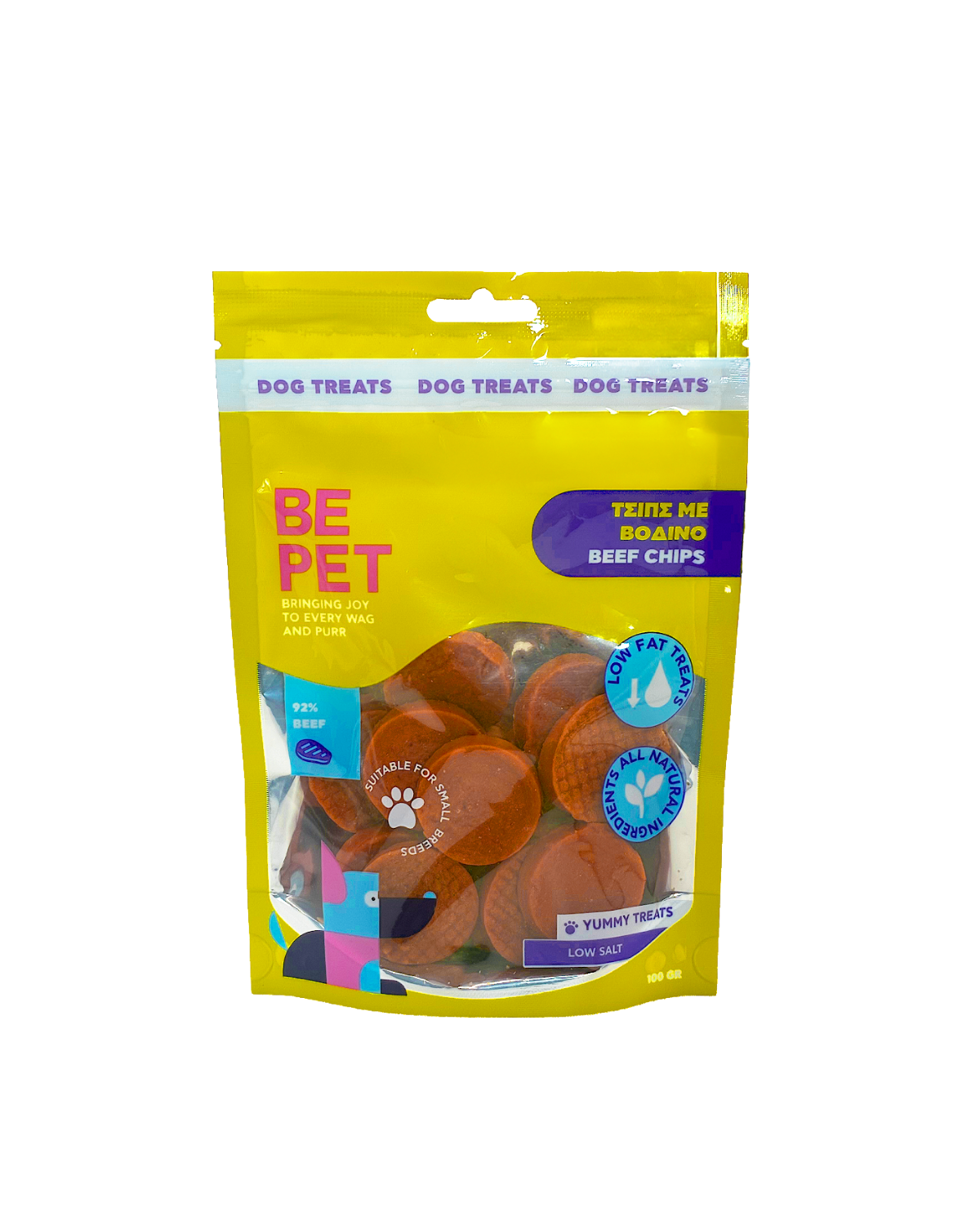 BE PET ΛΙΧΟΥΔΙΑ ΣΚΥΛΟΥ BEEF CHIPS 100G