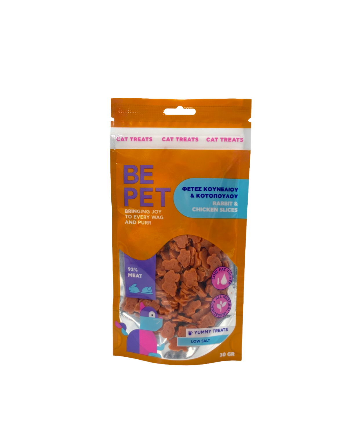 BE PET ΛΙΧΟΥΔΙΑ ΓΑΤΑΣ RABBIT & CHICKEN SLICES 30G