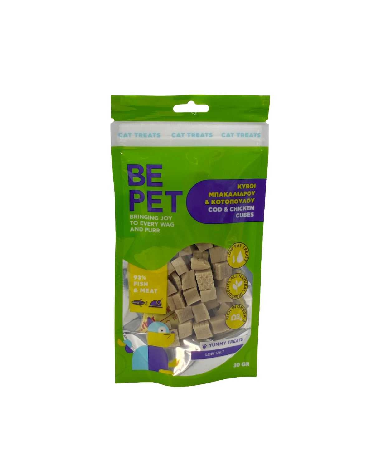 BE PET ΛΙΧΟΥΔΙΑ ΓΑΤΑΣ COD & CHICKEN CUBES 30G