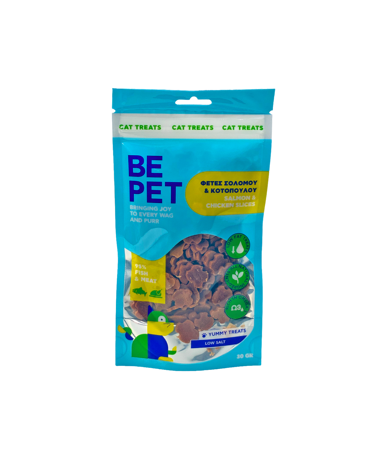 BE PET ΛΙΧΟΥΔΙΑ ΓΑΤΑΣ SALMON & CHICKEN SLICES 30G