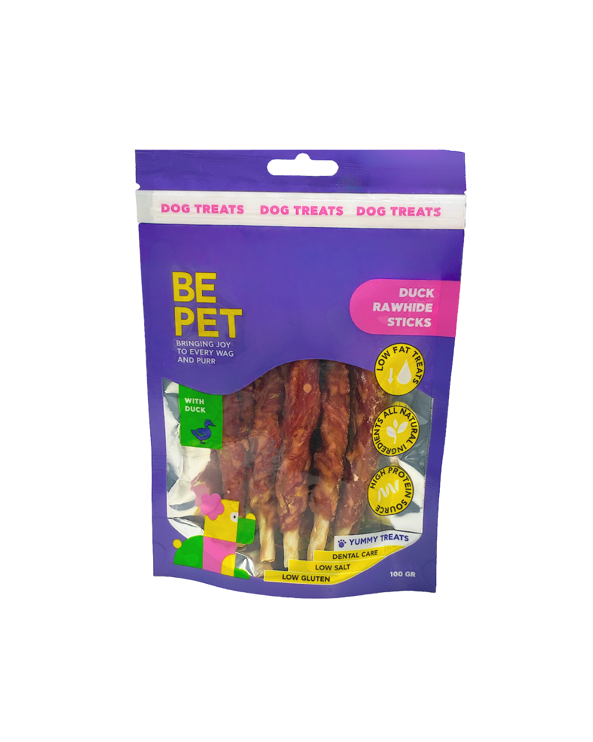 BE PET ΛΙΧΟΥΔΙΑ ΣΚΥΛΟΥ DUCK RAWHIDE STICKS 100G