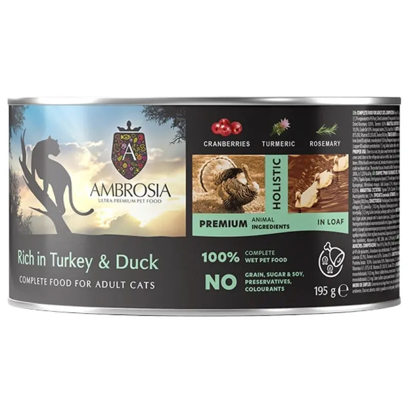 AMBROSIA GRAIN FREE CAT ADULT TURKEY & DUCK WITH CRANBERRIES 195G