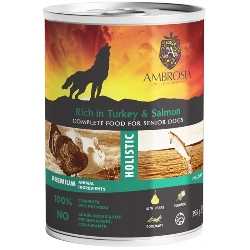 AMBROSIA GRAIN FREE ΥΓΡΗ ΤΡΟΦΗ ΣΚΥΛΟΥ ADULT TURKEY & SALMON WITH PEARS 395G