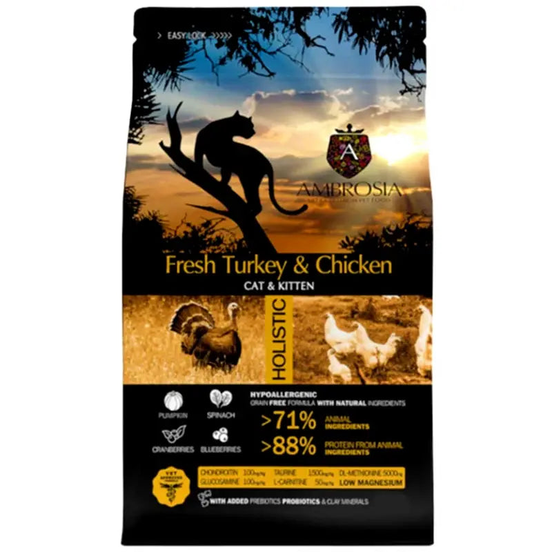 AMBROSIA GRAIN FREE CAT KITTEN FRESH TURKEY & CHICKEN 5KG + ΔΩΡΟ CASSAVA 7L