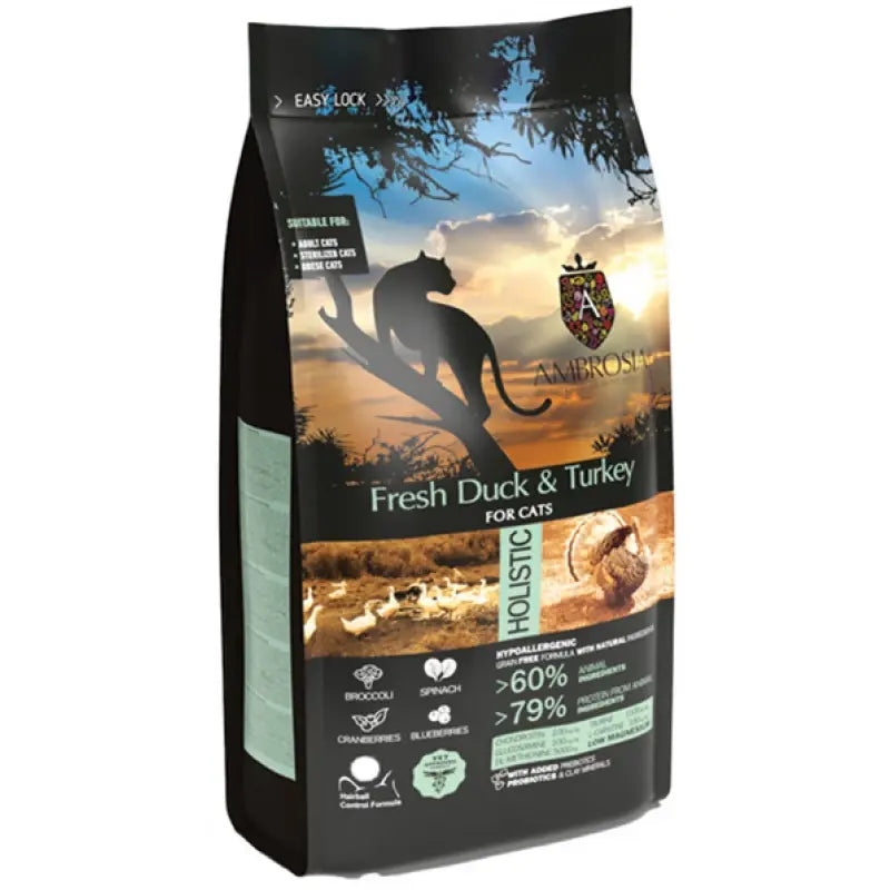 AMBROSIA GRAIN FREE CAT STERILISED FRESH DUCK & TURKEY 5KG + ΔΩΡΟ CASSAVA 7L