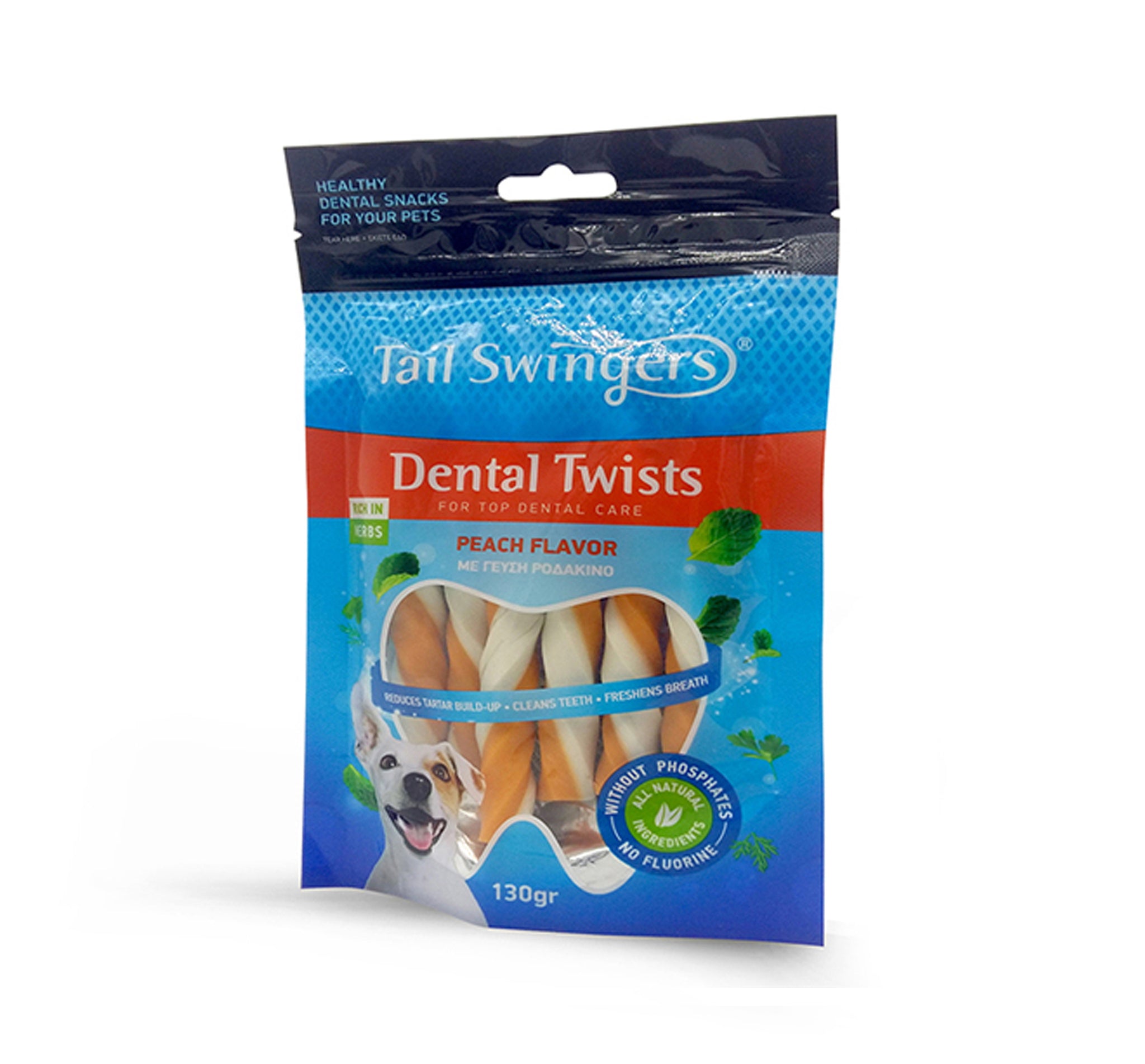 TAILSWINGERS DENTAL TWIST ROLL PEACH 130G