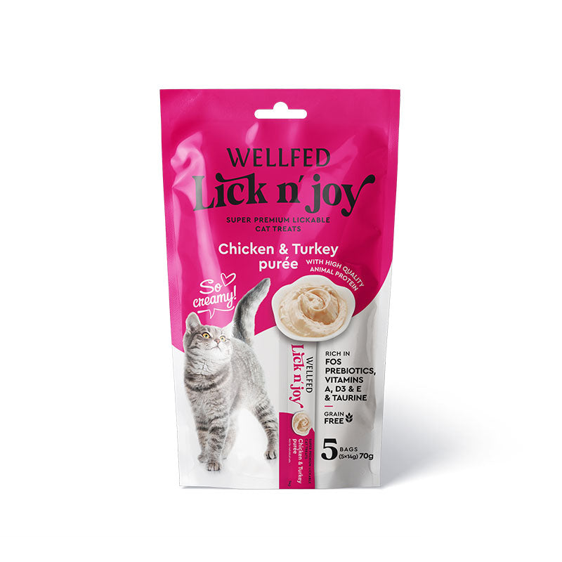 WELLFED LICK N' JOY CHICKEN & TURKEY (5*14G) 70G