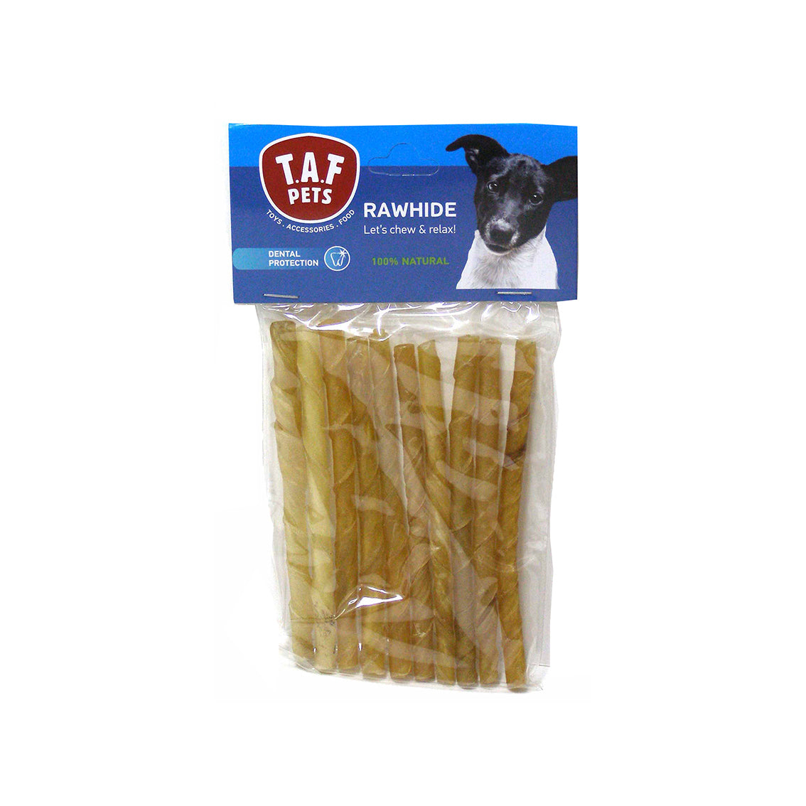 TAF PETS NATURAL RAWHIDE TWISTED STICKS 12.5CM 4-6MM 10ΤΜΧ