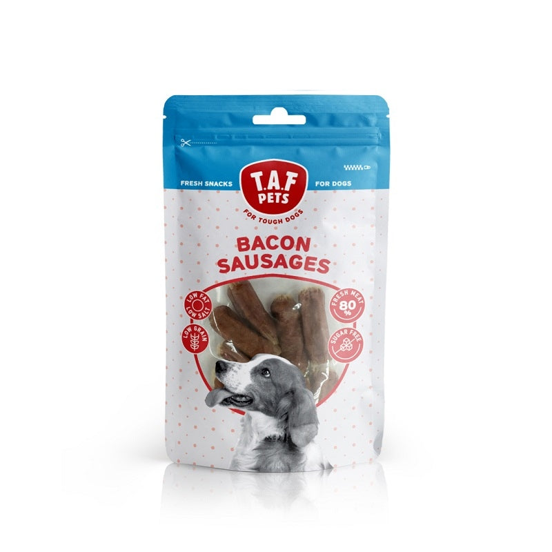 TAF PETS FRESH DOG TREATS BACON SAUSAGES 75G