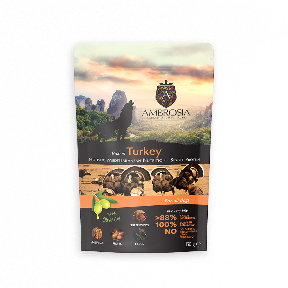 AMBROSIA POUCH MEDITERRANEAN ADULT DOG TURKEY 150G